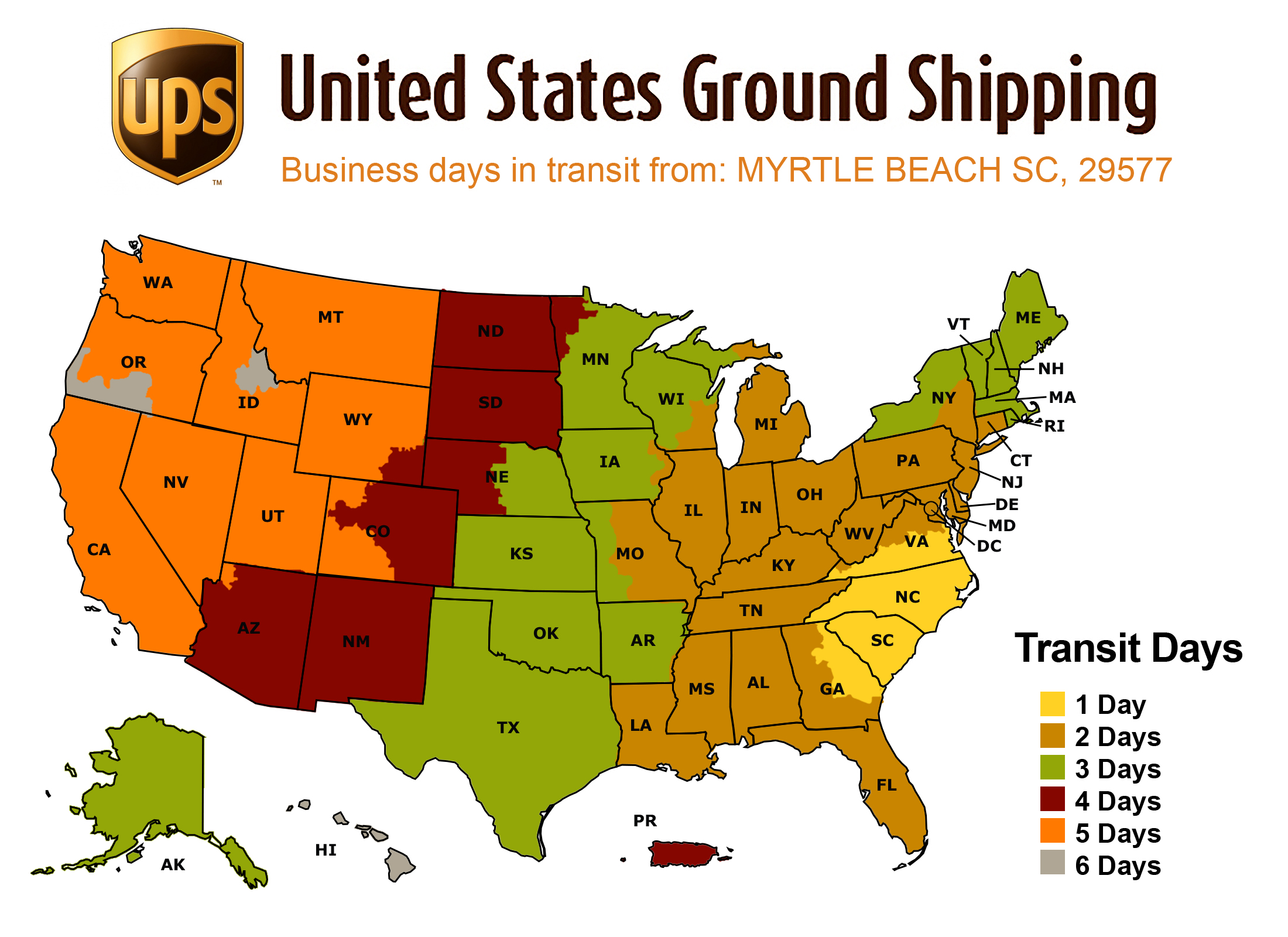 Ups Ground Time In Transit Map By Zip Code